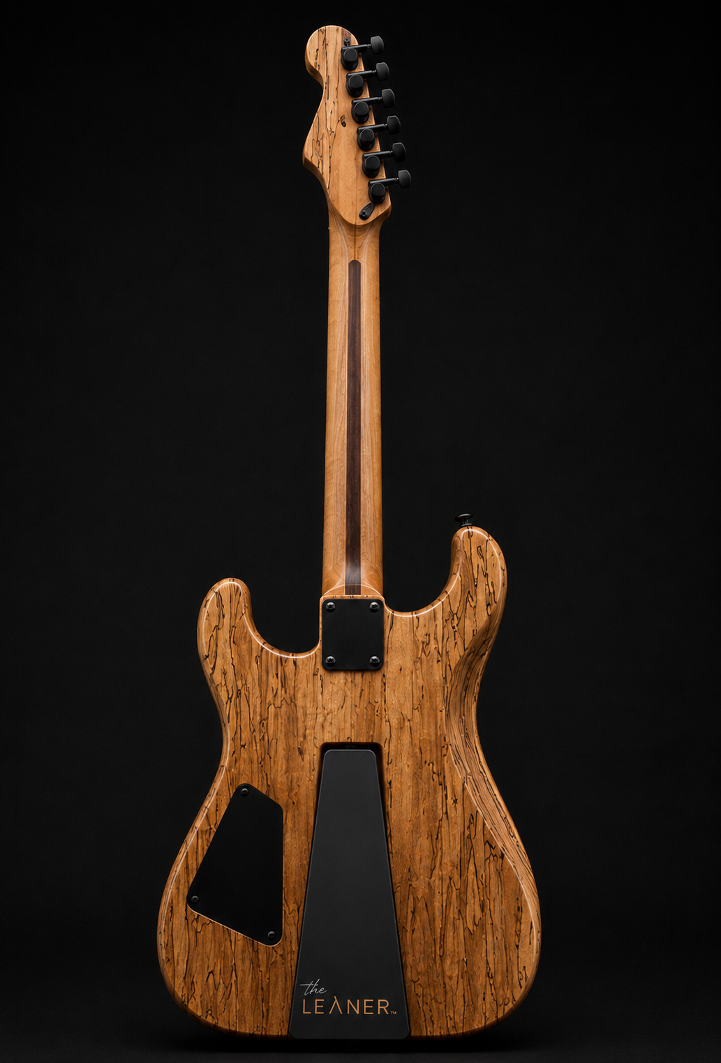 The Leaner guitar back showing stand mechanism